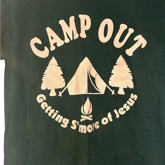 Fun Quirky Tshirt Getting S'More Jesus Green Church Tshirt Size Small Cotton - Picture 3 of 6